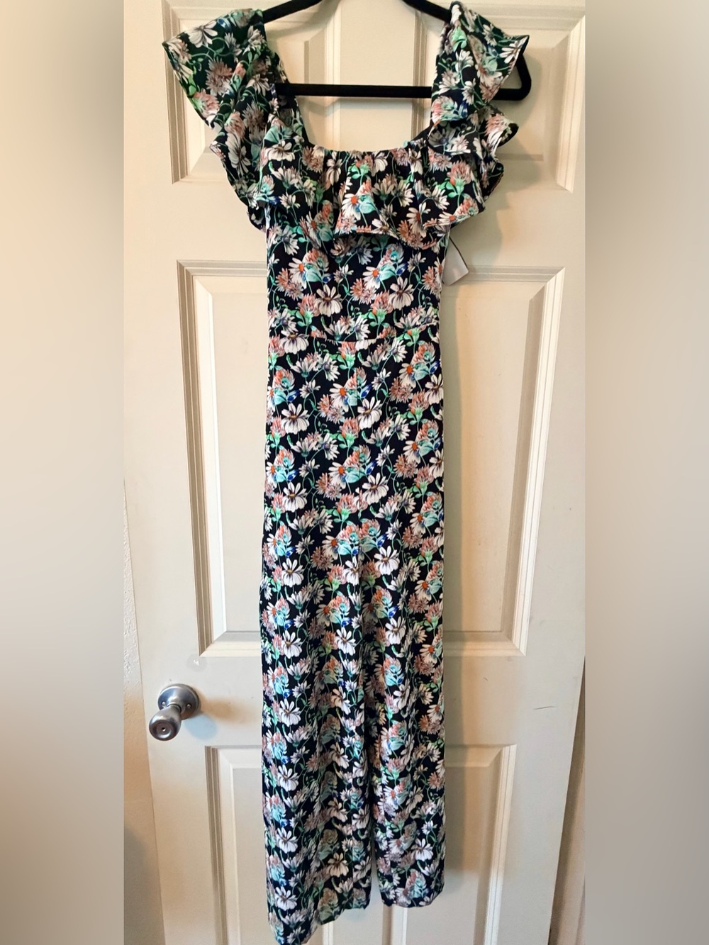 Sam Edelman Floral Ruffle Sleeve Wide Leg Cropped Jumpsuit